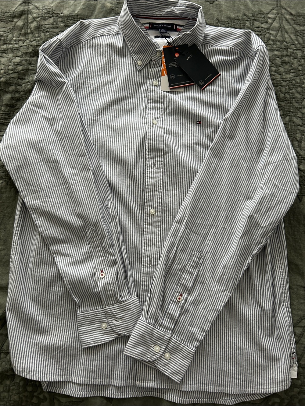 Tommy Hilfiger Men’s Navy & White Pinstripe Button-Down Shirt